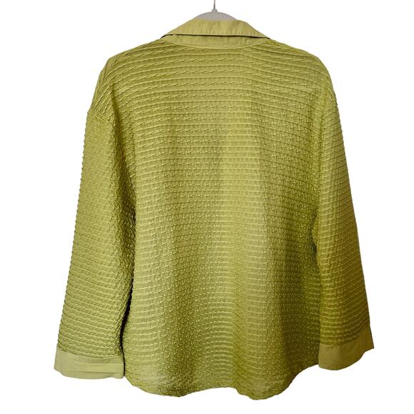 Cordelia St Long Sleeve Lightweight Shirt Jacket Shacket Zip Front Lime Green - Picture 2 of 10